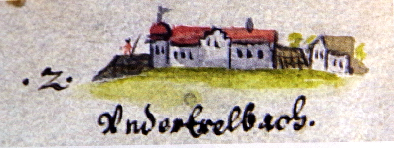  Ansicht des Untererlbacher Schlösschens aus dem 17. Jahrhundert.